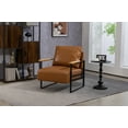 thumbnail image 5 of Mid Century PU Leather Armchair with Metal Frame, Upholstery Accent Chair with Padded Seat and Backrest Cushion, for Living rooms, Bedrooms, Offices, Brown, 5 of 9