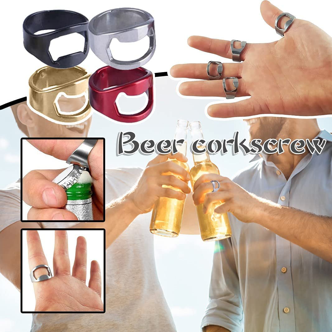 Portable Beer Bottle Opener Stainless Steel Finger Thumb Ring Bar Party Tools 