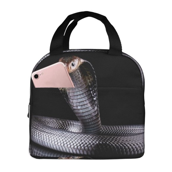 Naloa Black Cobra Snake Print Lunch Box for Women Men,Insulated Lunch Bag,Lunchbox,Thermal Leakproof Cooler,Reusable Lunch Tote Bag for Work School Travel Picnic