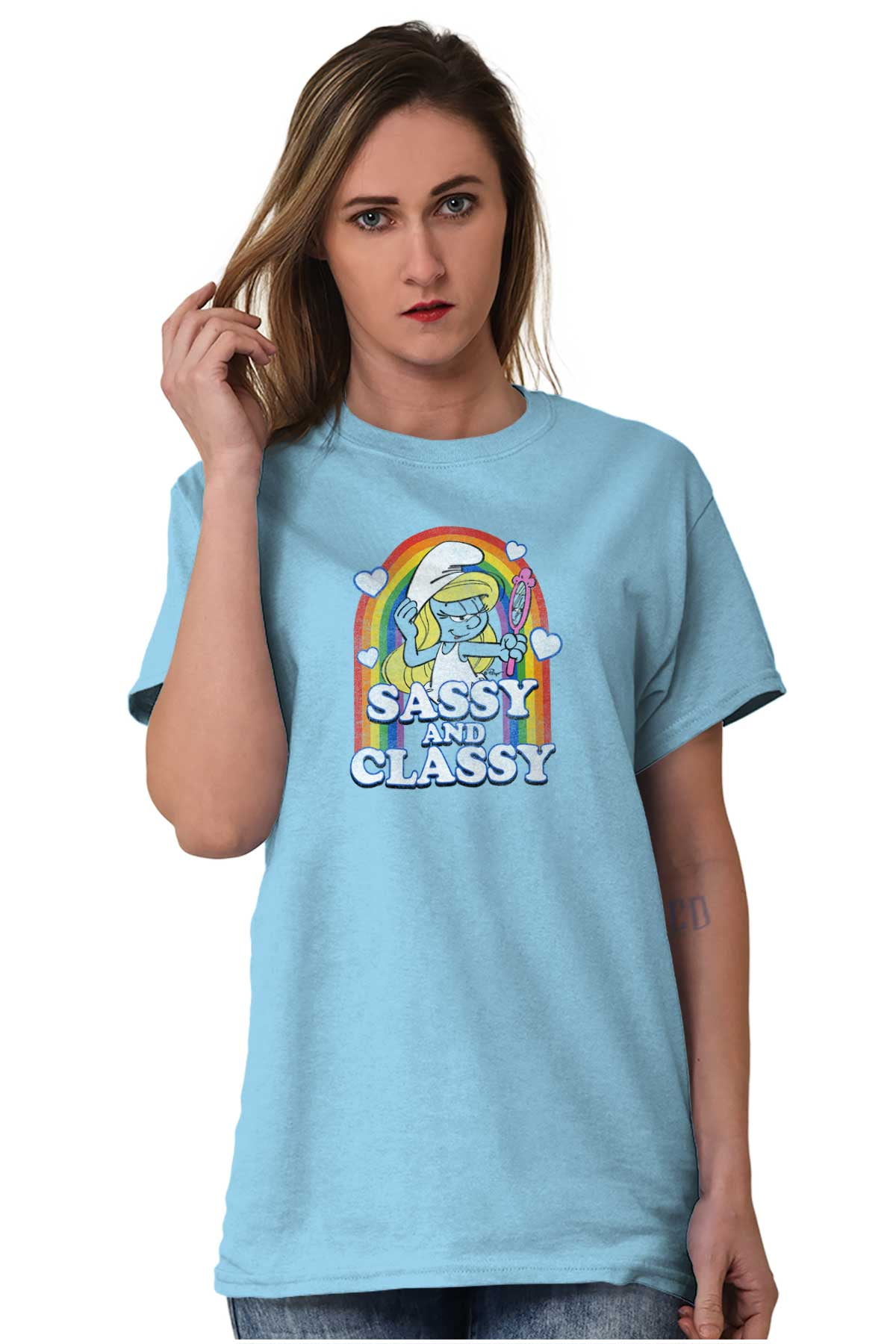 Smurfette Sassy Classy Smurf Rainbow Women's Graphic T Shirt Tees ...