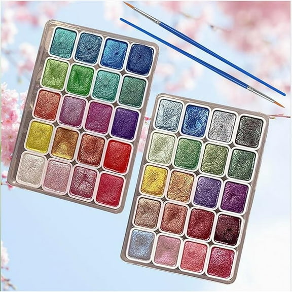 Lisilinka Metallic Glitter Watercolors, Lisilinka Metallic Watercolor Paint Set Professional,20 Colors Shimmer Metallic Watercolor Paint Set