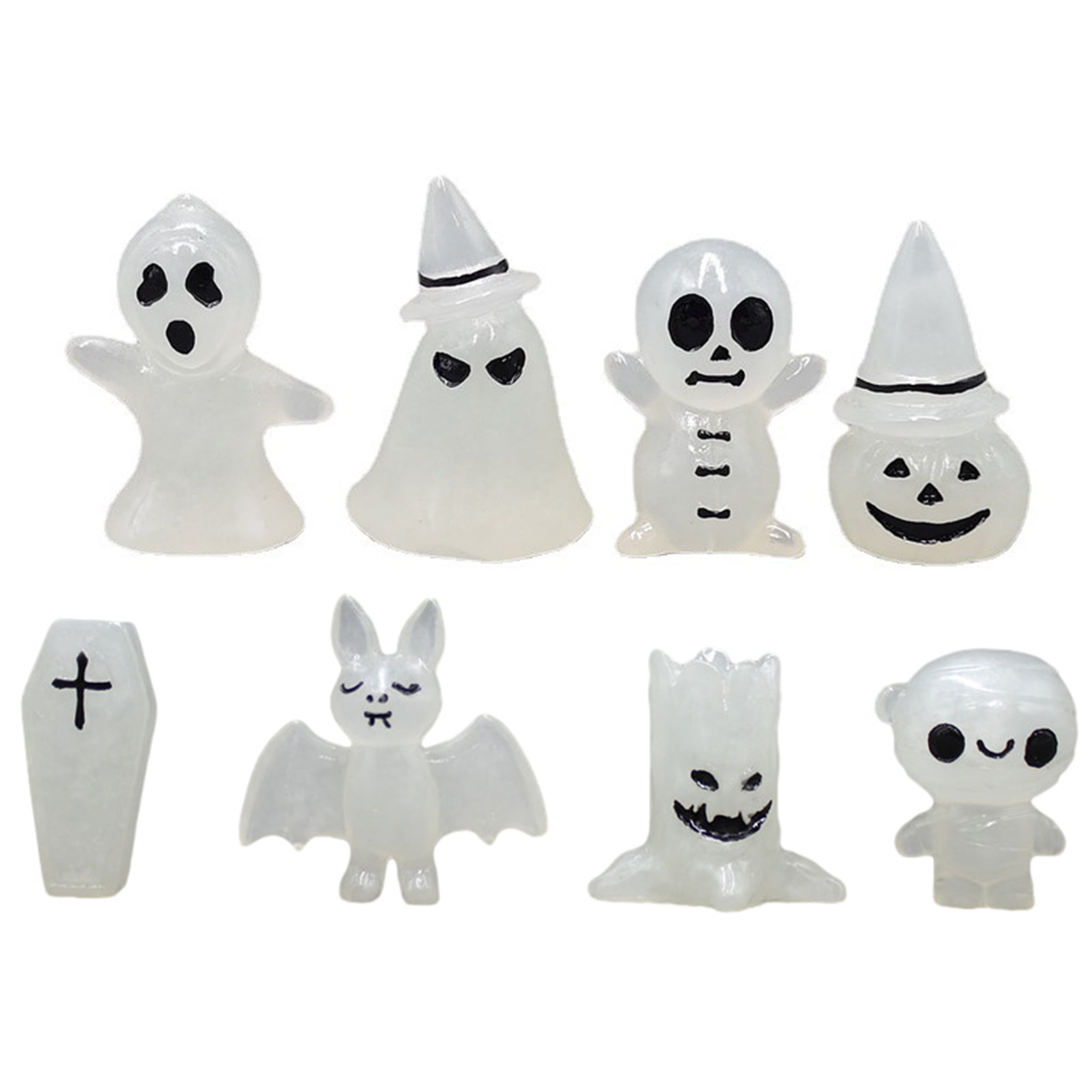 Halloween Miniature Ghost Figurines Luminous Ghost Decor Mini Resin