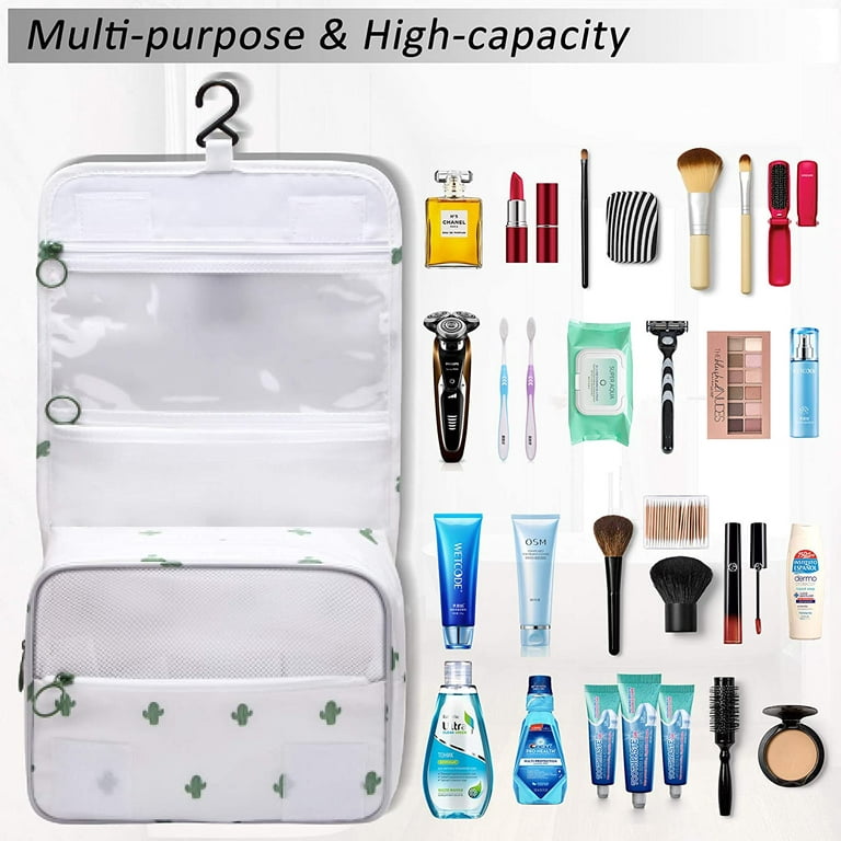 Popfeel Hanging Toiletry Bag for Men and Women Travel Portable Bathroom Toiletry Storage Bags Waterproof Cosmetics Makeup and Toiletries Organizer with Hook