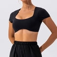 thumbnail image 4 of OSOLU Women Short Sleeve Crop Tops Yoga T-Shirt Tshirts Tee Bare Feel Solid Color For Running & Fitness Soft Dailywear, 4 of 7
