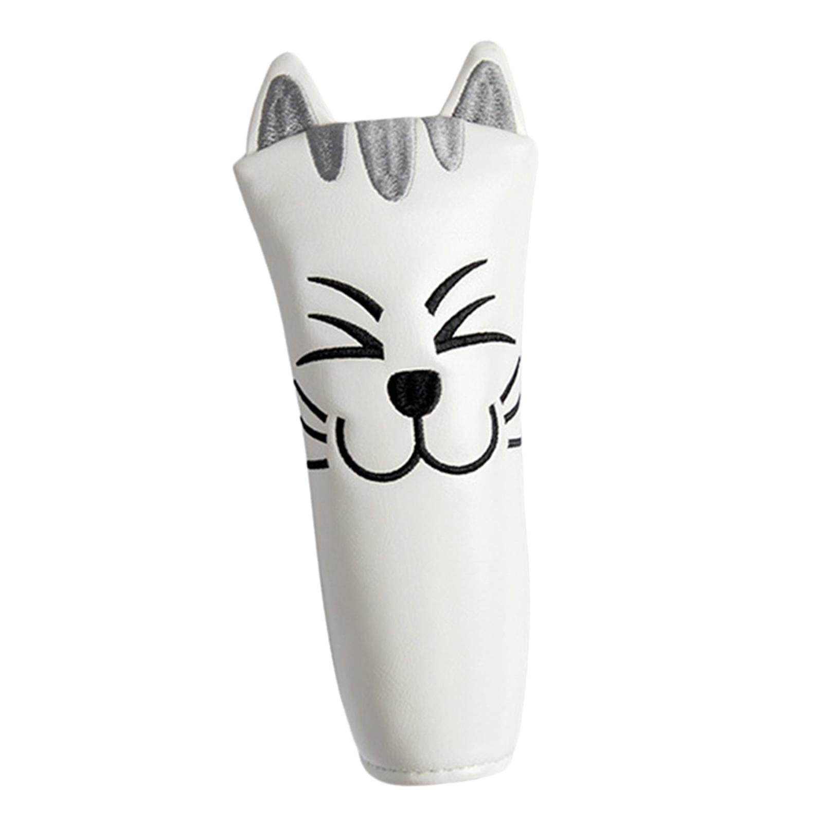 harayaa Golf Club Head Covers Mallet Putter Cat Pattern Accessories Putter Cue Headcover Straight White