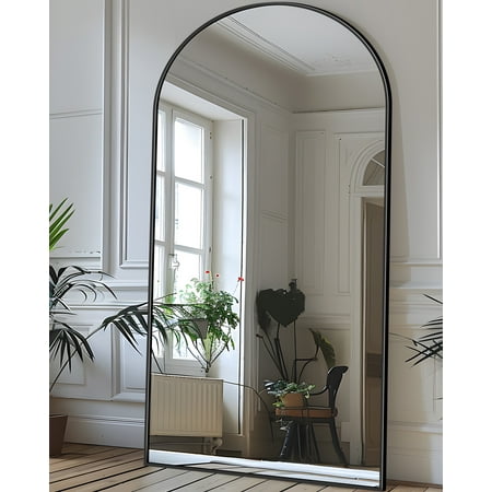 Antok Arched Full Length Floor Mirror 71 x28 Full Body Mirror with Stand for Bedroom Living Room Cloakroom Black