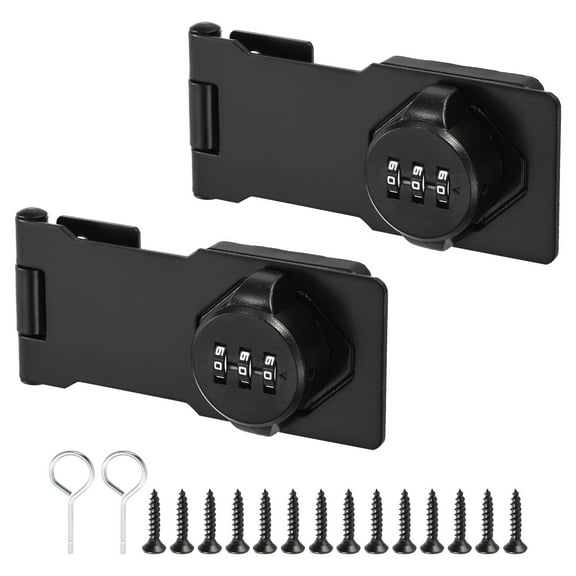 Household Cabinet Password Lock Hasp Lock Combination Latch with 3-Digit Password, Black 2 Pack