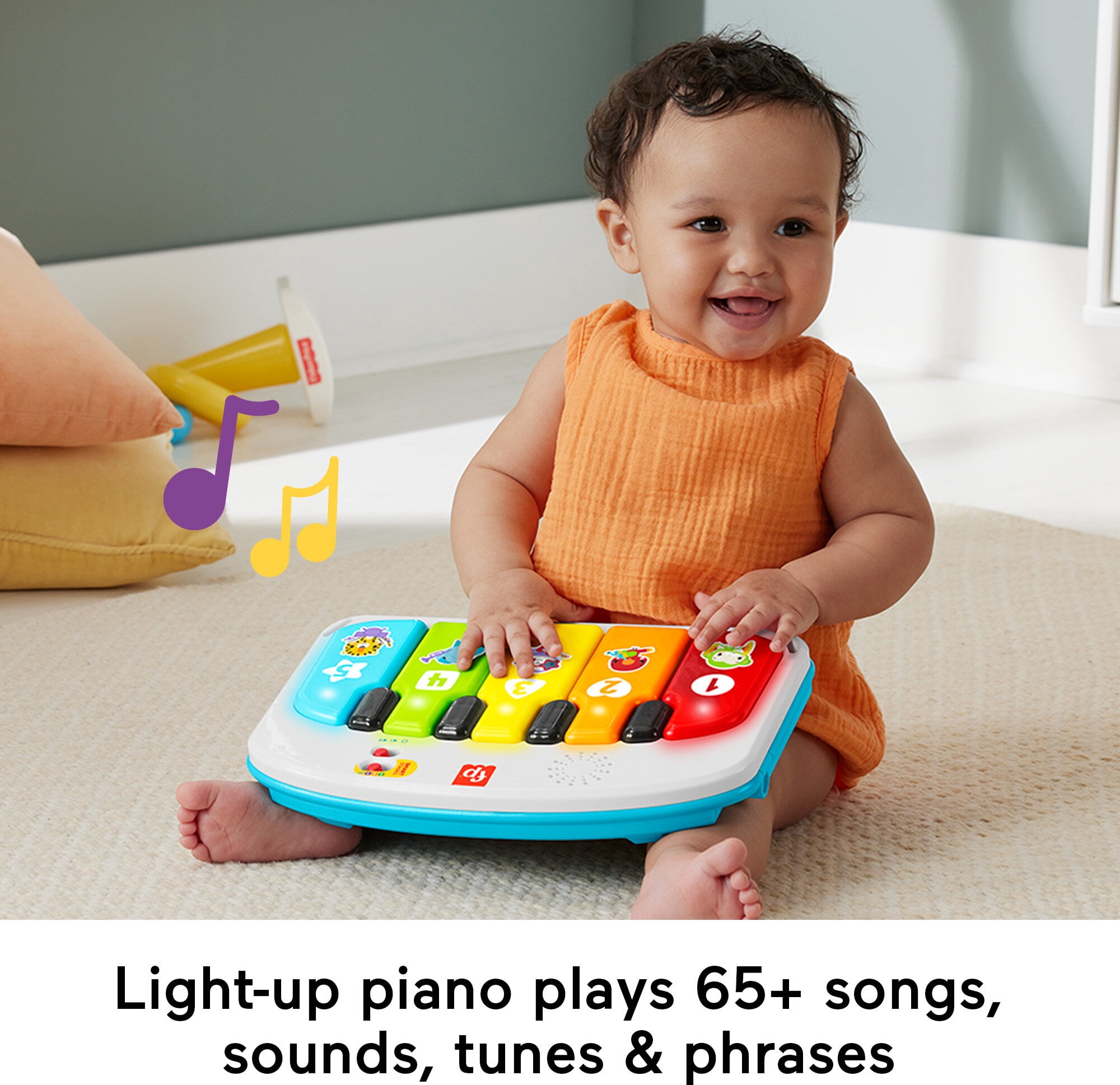 Fisher-Price Kick & Play Sit-Me-Up Seat Portable Baby Chair with Piano Toy, Snack Tray for Infant to Toddler
