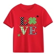 thumbnail image 2 of Girls St. Patrick's Day Shirt Red Love Shamrock Graphic Tee 100% Cotton Short Sleeve Kids & Kids T-Shirt Sizes 3-10,Size 4 T, 2 of 9