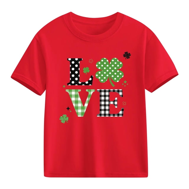 Blusas y camisas de manga corta con cuello redondo para niños y niñas, camisetas gráficas de manga corta, blusas con estampados bonitos para la temporada escolar.