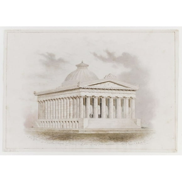 U. S. Custom House, New York (perspective) Poster Print by Ithiel Town (American, Thompson, Connecticut 1784  �1844 New Haven, Connecticut) (18 x 24)