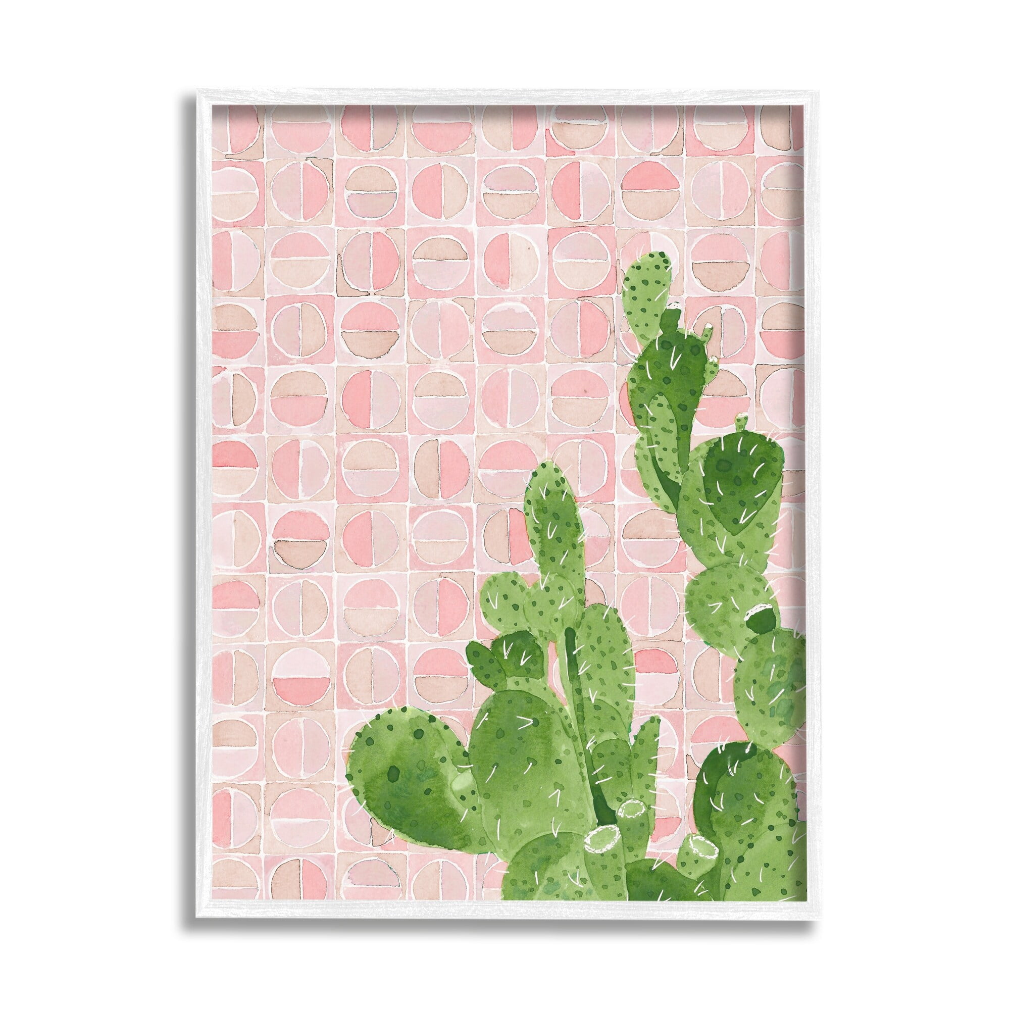 Stupell Industries Prickly Pear Cactus Plant Pink Abstract Geometric Pattern, 11 x 14, Design by Jen Bucheli