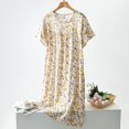 thumbnail image 2 of Yuncity Women's Nightgowns Summer Sleepshirt Short Sleeve Round Neck Cotton Comfortable Home Casual Print Sleep Dress Pajamas Pjs Sleepwear Soft One Size, 2 of 3
