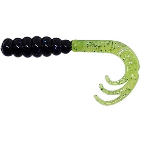 AWD Baits 2in WOW Grub - WG21 Black/Chartreuse 20pk
