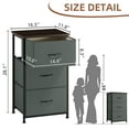 thumbnail image 4 of Eunos Nightstand with Removable Fabric Storage, 3 Drawer Small Dresser for Bedroom Hallway, Charcoal Grey, 4 of 8