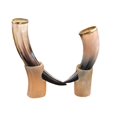 thumbnail image 1 of Juego de 2 tazas con forma de cuerno para beber, estilo antiguo, con soporte, 1 of 3