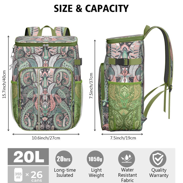 MaCher Green Paisley self-storing Daypack Pretty Green Paisley Jacquard Backpack – The157store Menswear main image 3