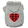 thumbnail image 4 of Pet Dog  Cat Hoodie Screen Printed, "Red Argyle Heart", 4 of 10