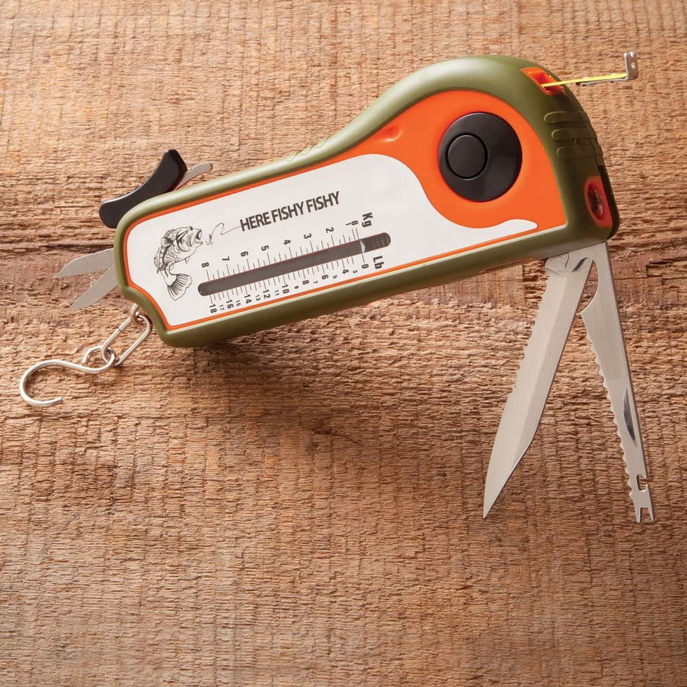 Bits & Pieces Deluxe 8-in-1 Fishing Tool – Scale, Knife & LED Light