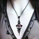 thumbnail image 2 of Collar de vampiro cruzado de punta negra, joyería gótica, collar de declaración, colgante de cruz de daga, regalo gótico, collar gótico, 2 of 5