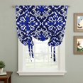 thumbnail image 2 of Blue Boho Floral Tie Up Curtain Valance for Window,Adjustable Rod Pocket Window Curtains Shades,Abstract Oriental Bohemian Flower Light Filtering Valance Drapes for Living Room Bedroom 52"x63", 2 of 9