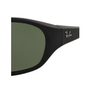 Ray-Ban Daddy-O Sunglasses, Retro Rectangle Eyeglasses with Case, Rubber Black/Dark Green, Size 59