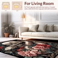 thumbnail image 2 of ODIKA 6'x9' Machine Washable Non-Slip Area Rug, Coiled Skeleton Head Round Decorative With Elegant Floral Design High Traffic Rug, Black, 39813, 2 of 7