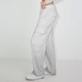 thumbnail image 7 of WTOBBY Women's Casual Fashion Solid Color Elastic Waist Drawstring Pockets Wide Leg Straight Pants, Day-to-Day Comfort Trousers,White 2XL, 7 of 7