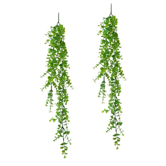 Zcyifa Hanging Vine Garland 2pcs Artificial Eucalyptus Garlands Plastic Hanging Vines Decorative Garlands Green