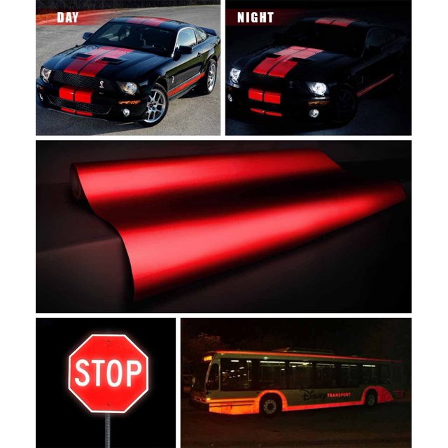 Reflective Gloss Red Vinyl Car Wrap Film DIY Roll Easy to Install No-Mess Decal (12 Inch x 48 Inch)