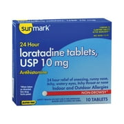 sunmark Allergy Relief 10 mg Loratadine Tablet, 10 per Box