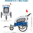 thumbnail image 3 of PEXMOR 2-in-1 Foldable Waterproof Dog Bicycle Trailer for Pet, Blue, 3 of 9