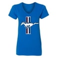 thumbnail image 2 of Wild Bobby Ford Mustang Retro USA Vintage Logo Classic Bar, Cars and Trucks Women Standard V-Neck Tee, 2 of 6