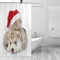 thumbnail image 2 of Coolnut Kitten and Husky Puppy with Santa Hat Bath Shower Curtain Liners 66x72in, 100% Polyester Waterproof with C-Shaped Curtain Hook Modern Bathroom Decoration 1 Panel, 2 of 5