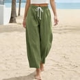 thumbnail image 6 of Lenpel Cotton Linen Cropped Pants for Women High Waist Wide Leg Ankle Trousers Summer Fall Casual Baggy Outfits with Pockets, 6 of 7