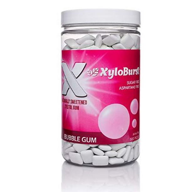 XyloBurst Xylitol Sweetened Chewing Gum Bubble Gum 500 Count Jar No