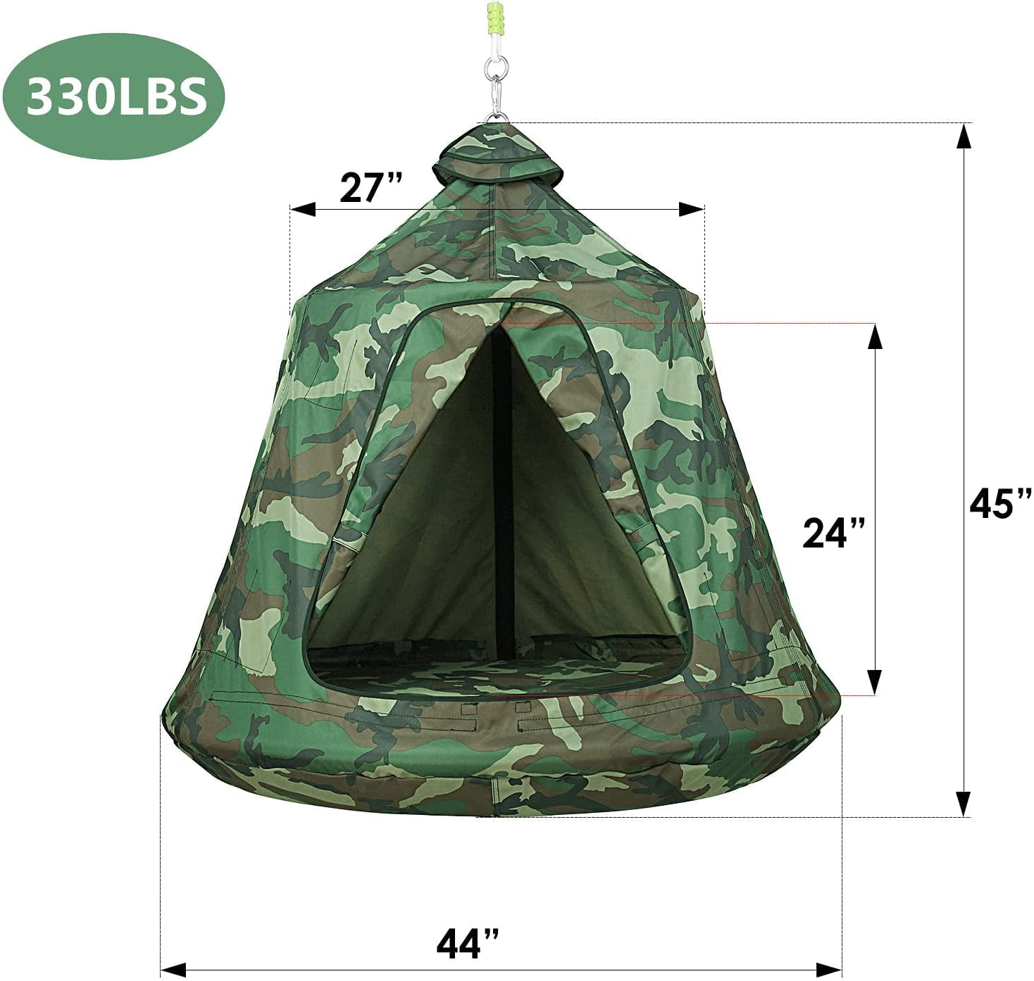Pirecart Hanging Tree Tent Ceiling Swing Hammock for Indoor Outdoor with Lights String, 45" H x 44", Camouflage