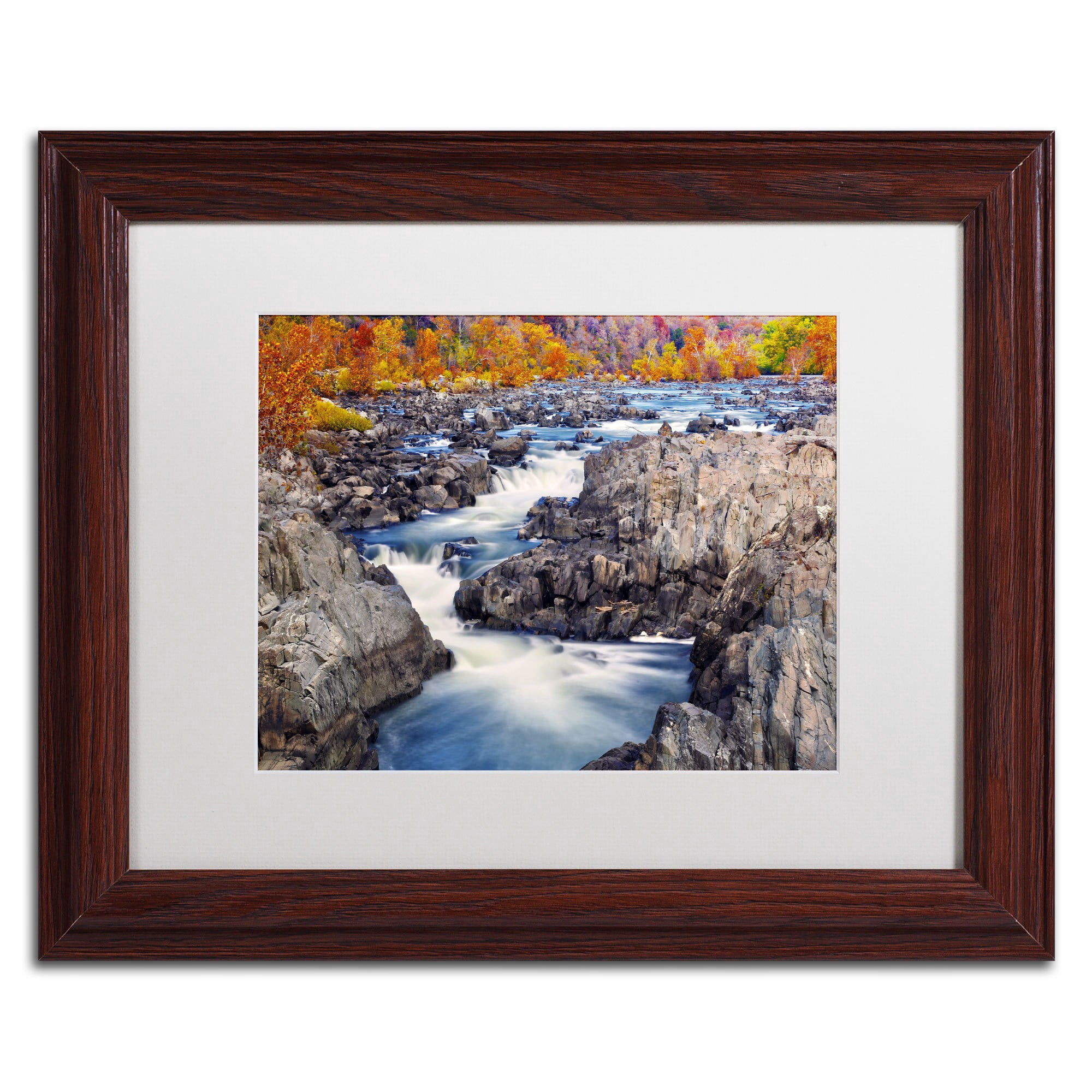 Trademark Fine Art "Great Falls" Canvas Art by CATeyes, White Matte, Black Frame