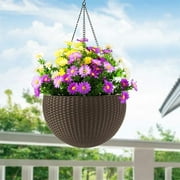 pdqouc 3 Bundles Artificial Daisies Flowers Silk Cemetery Flower Daisy Memorial Bouquet for Hanging Window Box Home Table Centerpieces Decor