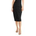 thumbnail image 3 of INC Womens Black Zippered Ruched Lined Sleeveless V Neck Midi Cocktail Body Con Dress S, 3 of 3