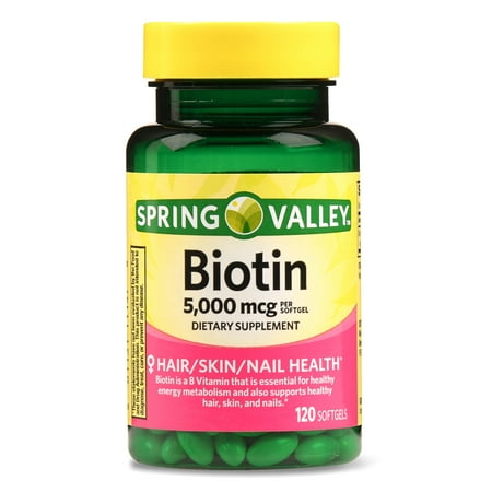 (2 Pack) Spring Valley Biotin Softgels, 5000 mcg, 120