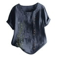 thumbnail image 2 of Babysbule Women's Short Sleeve Tops Casual Round Neck Floral Printed Loose Button Tunic Womens Tops, 2 of 5