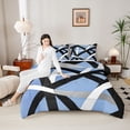 thumbnail image 4 of Castle Fairy Mid Century Lines Queen Comforter Set,Vintage Stripes Bedding Comforter Set, 4 of 8