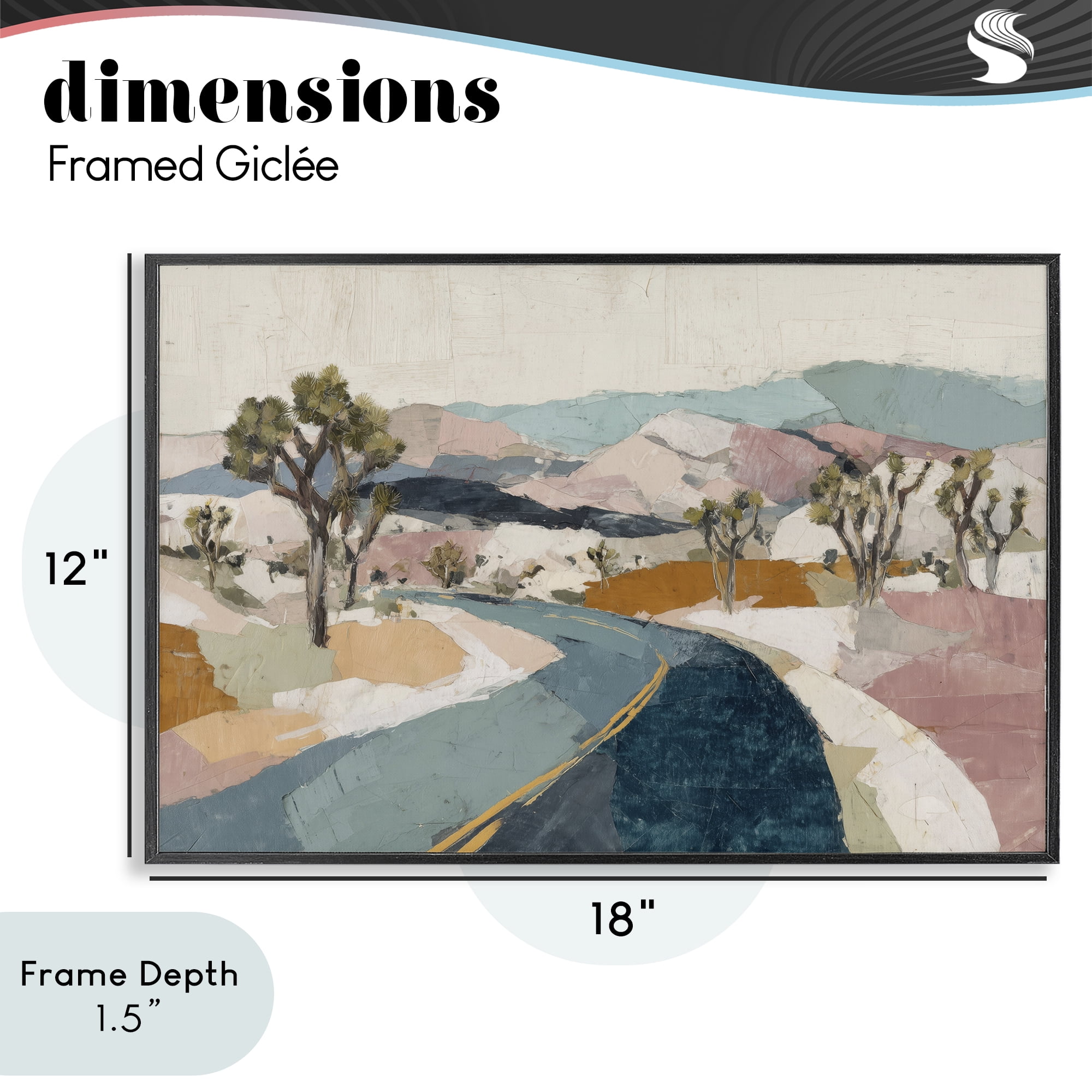 Stupell Industries Desert Highway Through Joshua Trees Black Framed Giclee Art, design by Chromatic Storm Studio