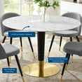 thumbnail image 5 of Modway Zinque 47" Artificial Marble Dining Table in Gold White, 5 of 5