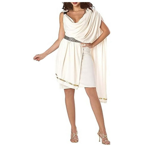 Greek God Toga for Men Roman Robe Ancient Greek Mythology Halloween Outfit White