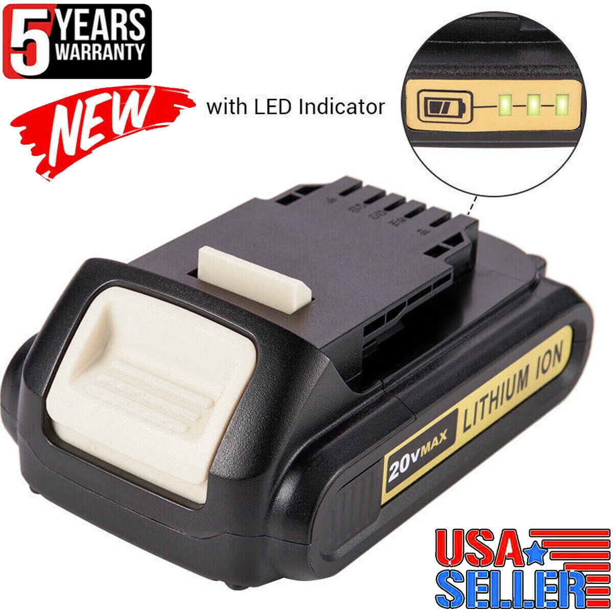 20V Max XR Lithium DCB201 For DEWALT DCB207 2.0Ah Battery DCB203 DCB201