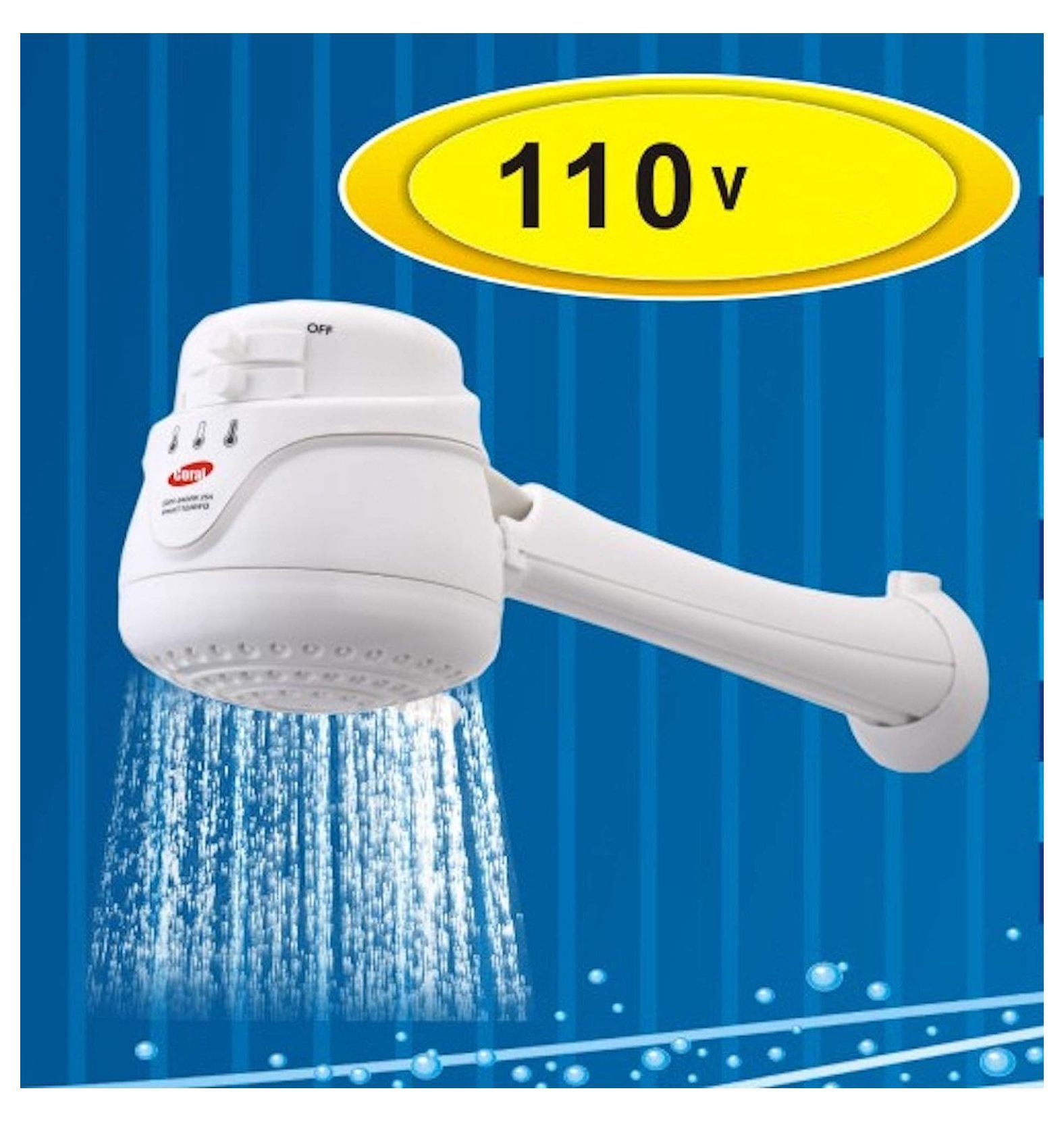 LORENZETTI CORAL 110V Electric Hot Water Shower Head Heater + FREE wall support/tube Included (ducha electrica para agua caliente incluye nipple)