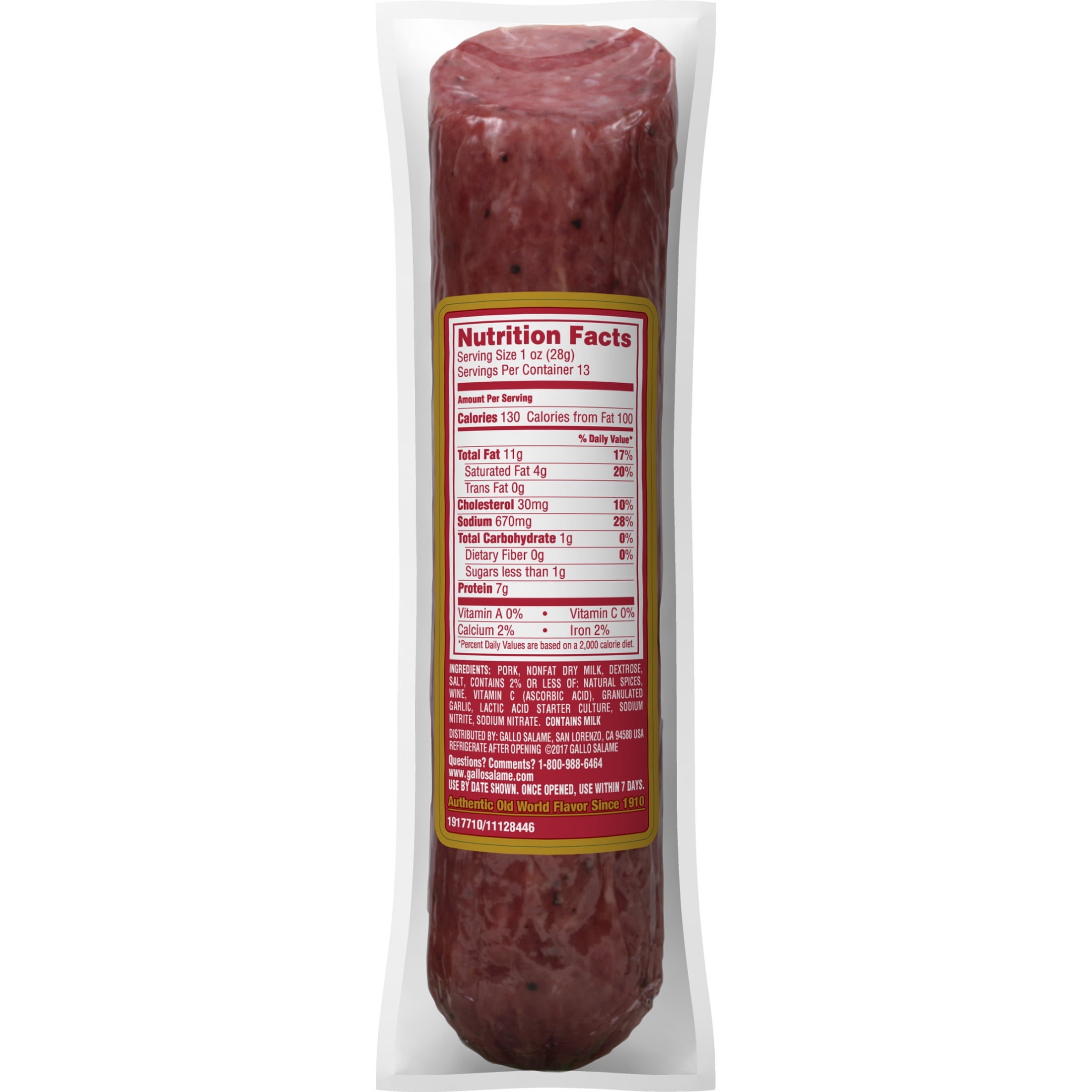 Gallo Salame Italian Dry Salami Chub, Charcuterie Meat, 13 oz