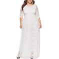 thumbnail image 5 of Eternatastic Womens Floral Lace 2/3 Sleeves Maxi Dress Evening Party Long Dress 3XL White, 5 of 6